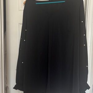 Black Blouse with Pearl Accents